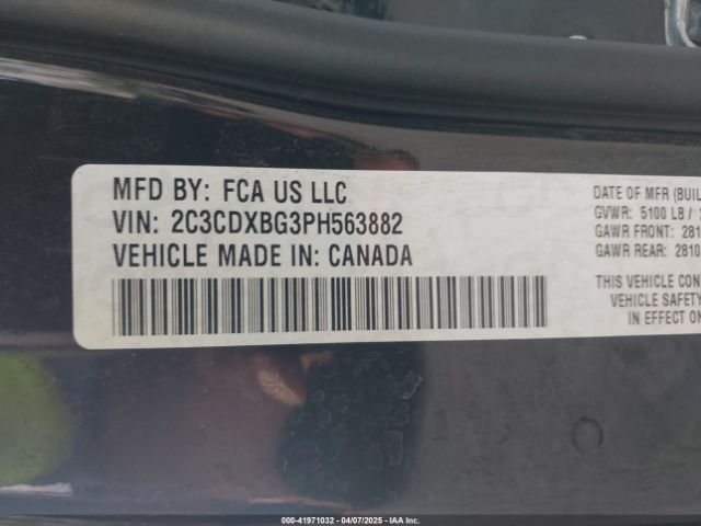 2C3CDXBG3PH563882 Dodge Charger Sxt