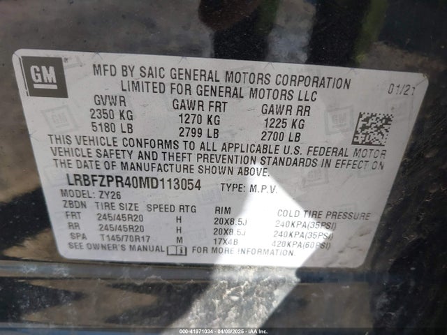 LRBFZPR40MD113054 Buick Envision Awd Essence