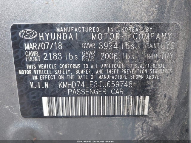 Hyundai ELANTRA SE 2018 KMHD74LF3JU659748 Image 9