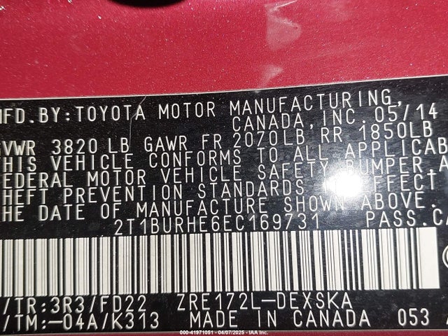 Toyota Corolla S Plus 2014 2T1BURHE6EC169731 Image 9