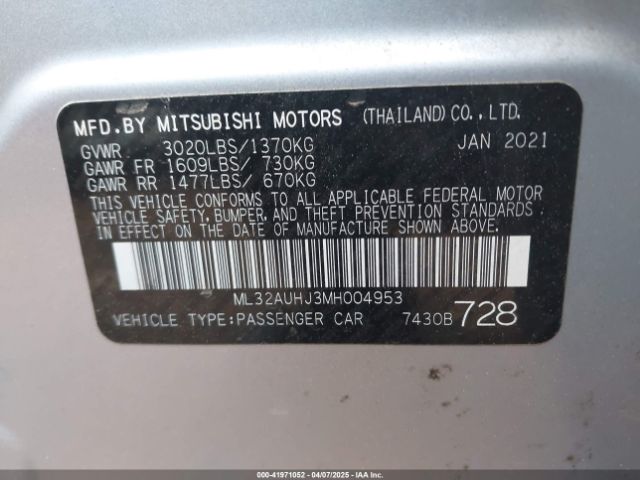 ML32AUHJ3MH004953 Mitsubishi Mirage Carbonite Edition/es/le