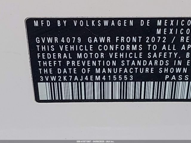3VW2K7AJ4EM415553 Volkswagen Jetta 2.0l S