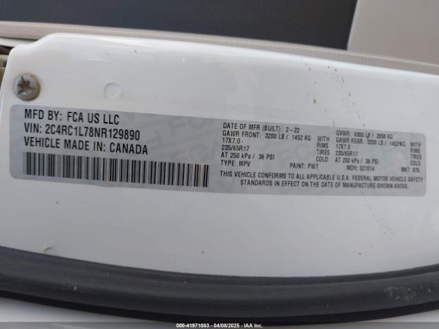 2022 CHRYSLER PACIFICA HYBRID 2C4RC1L78NR129890 Photo 8
