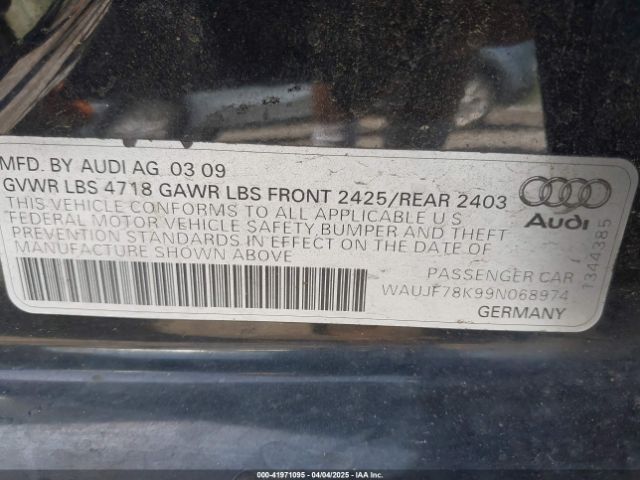 2009 AUDI A4 WAUJF78K99N068974 Photo 8