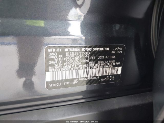 JA4J4WA83RZ078176 Mitsubishi Outlander Sel 2.5 S-awc