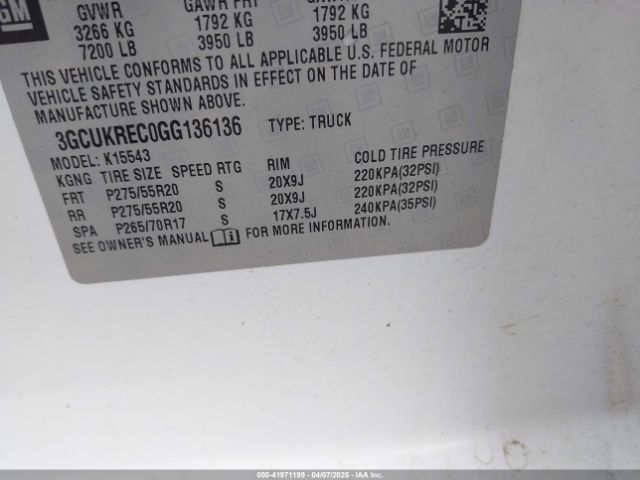 3GCUKREC0GG136136 Chevrolet Silverado 1500 2lt