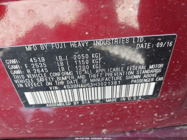 4S3BNAH65H3021381 Subaru Legacy 2.5i Premium