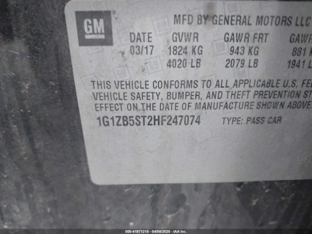 1G1ZB5ST2HF247074 Chevrolet MALIBU LS