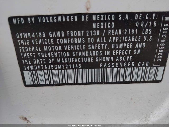 3VWD67AJ5GM221145 Volkswagen Jetta 1.4t Se