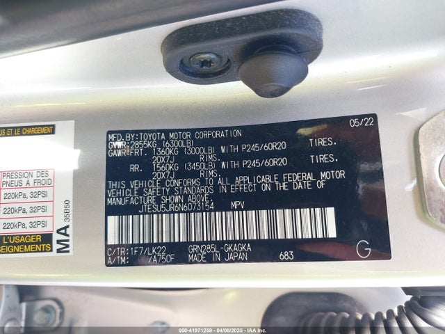 JTESU5JR6N6073154 Toyota 1gr-fe