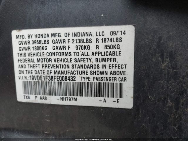 2015 ACURA ILX 19VDE1F38FE008432 Photo 8