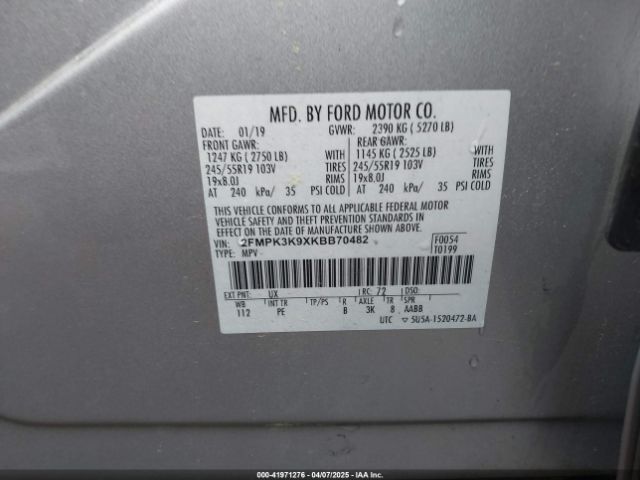 2019 FORD EDGE 2FMPK3K9XKBB70482 Photo 8