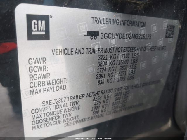 3GCUYDED2MG216172 Chevrolet Silverado 1500 4wd  Short Bed Lt