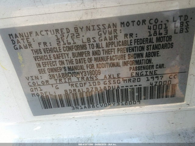 3N1AB8CV0NY318009 Nissan Sentra Sv Xtronic Cvt