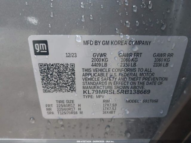 KL79MRSL5RB138669 Chevrolet Trailblazer Awd Lt