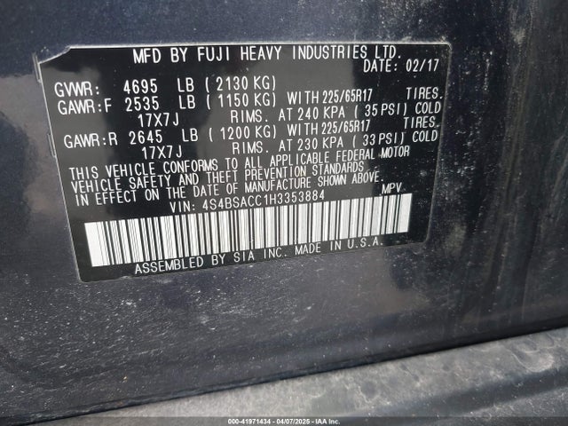 4S4BSACC1H3353884 Subaru Outback 2.5i Premium