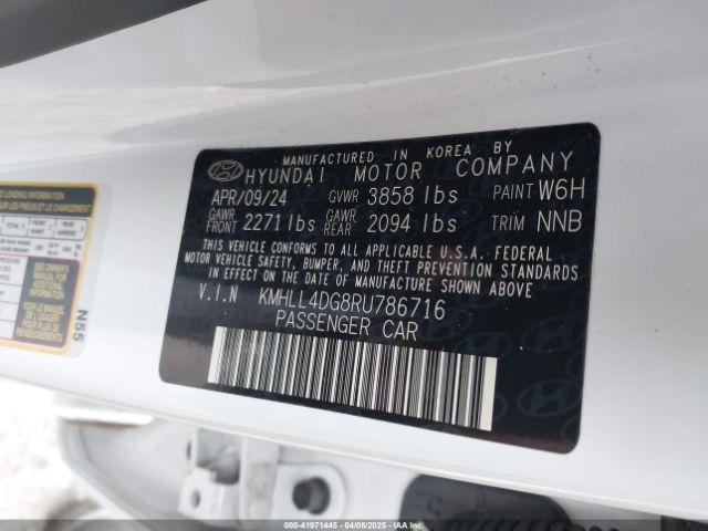 KMHLL4DG8RU786716 Hyundai ELANTRA SE