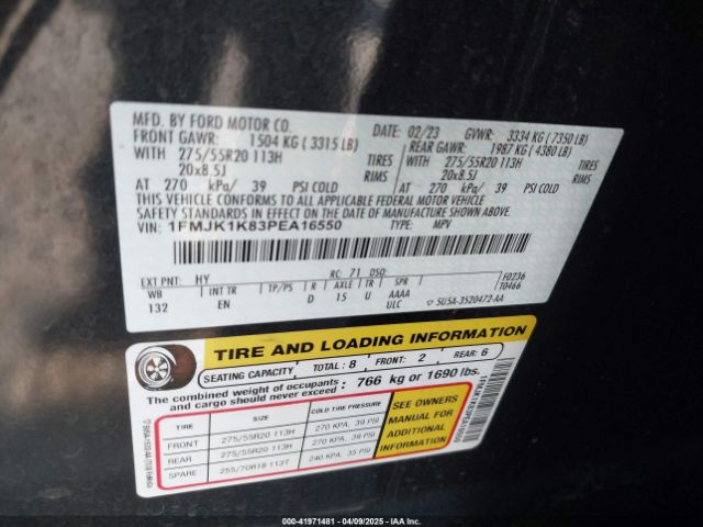 1FMJK1K83PEA16550 Ford Expedition Limited Max