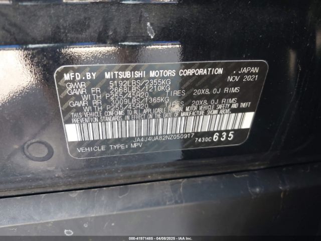 JA4J4UA82NZ050917 Mitsubishi Outlander