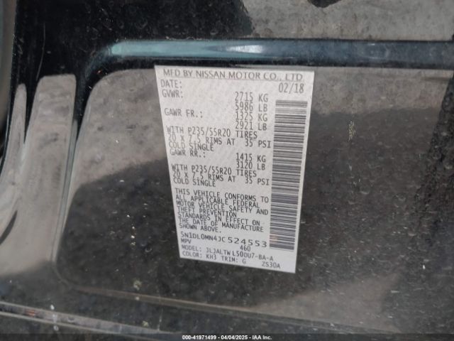 5N1DL0MN4JC524553 Infiniti QX60