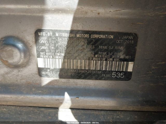 JA4AT3AA2KZ015399 Mitsubishi Eclipse Cross Es