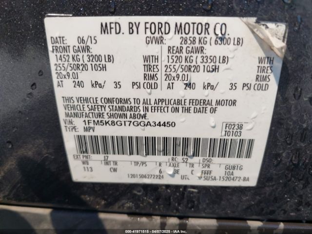 1FM5K8GT7GGA34450 Ford EXPLORER SPORT