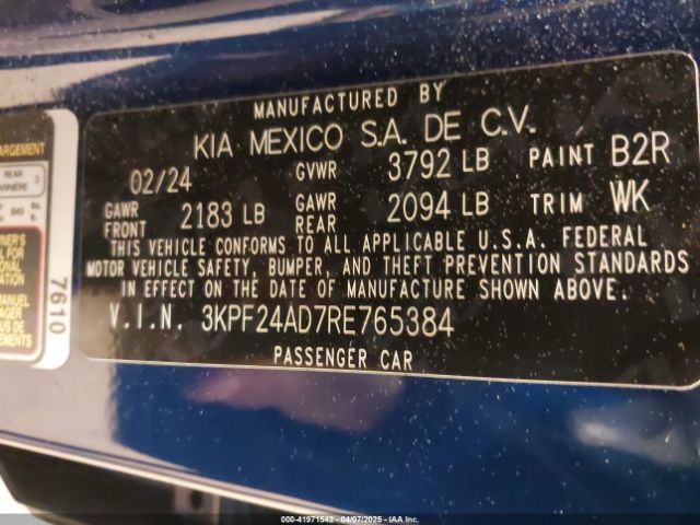 3KPF24AD7RE765384 KIA Forte Lxs