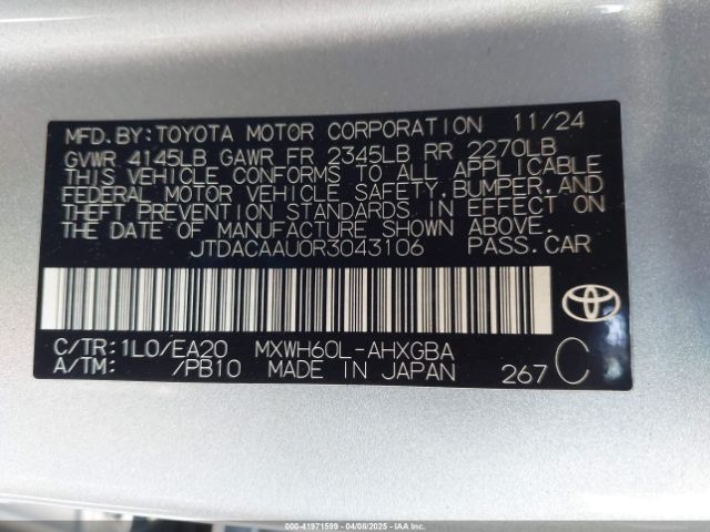 JTDACAAU0R3043106 Toyota PRIUS XLE