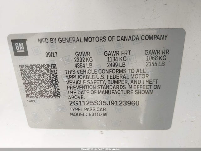 2G1125S35J9123960 Chevrolet IMPALA 2LZ