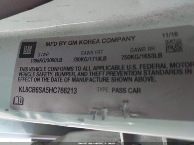 KL8CB6SA5HC766213 Chevrolet Spark Ls Cvt
