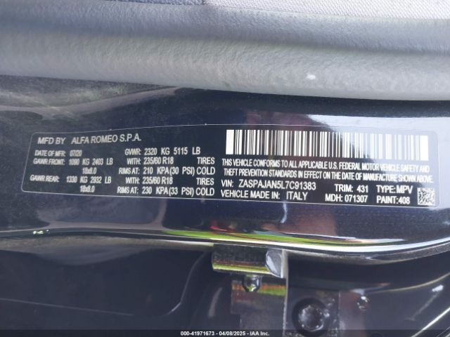 ZASPAJAN5L7C91383 Alfa Romeo Stelvio Rwd