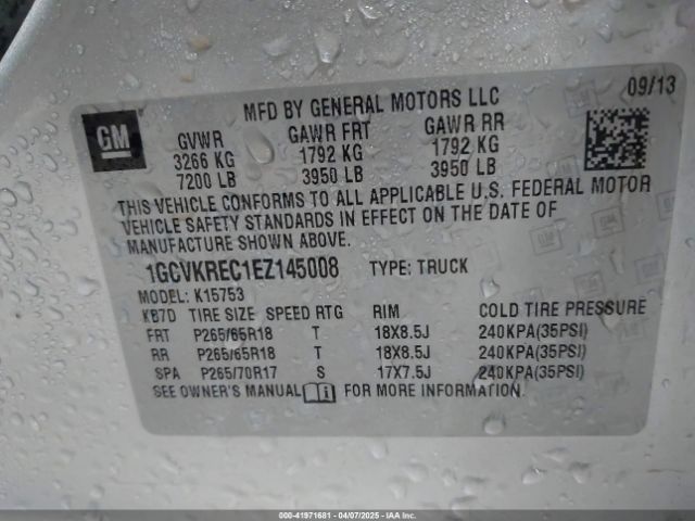 1GCVKREC1EZ145008 Chevrolet Silverado 1500 Lt