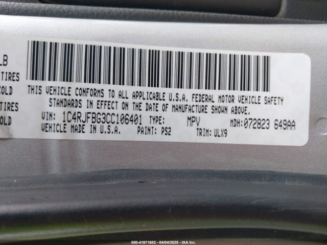 2012 JEEP GRAND CHEROKEE 1C4RJFBG3CC106401 Photo 8