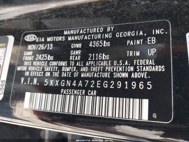 5XXGN4A72EG291965 KIA OPTIMA EX