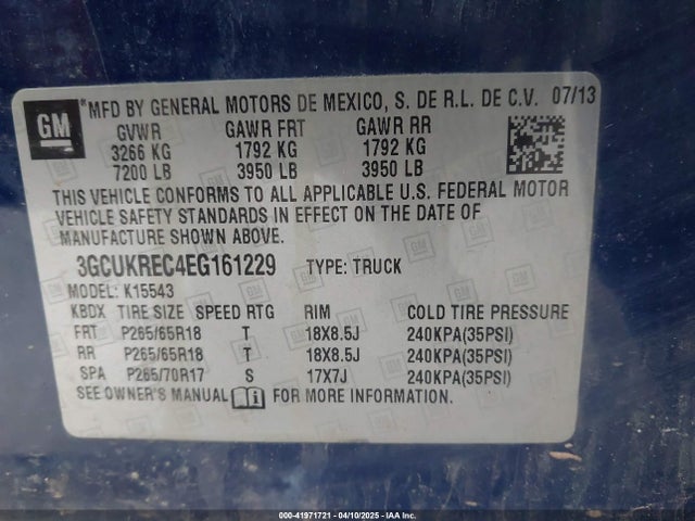 3GCUKREC4EG161229 Chevrolet Silverado 1500 2lt