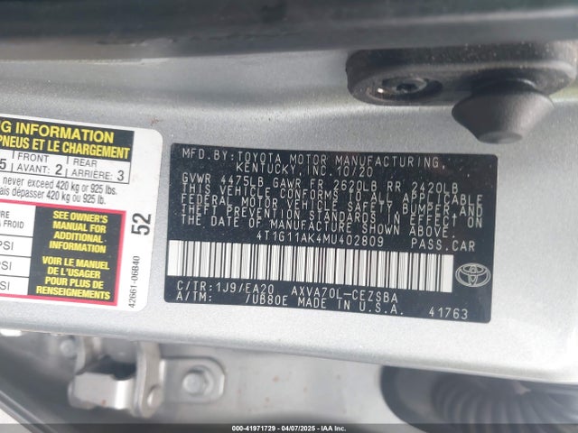 4T1G11AK4MU402809 Toyota CAMRY SE