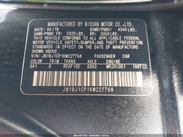 JN1BJ1CP1KW227768 Nissan Rogue Sport S