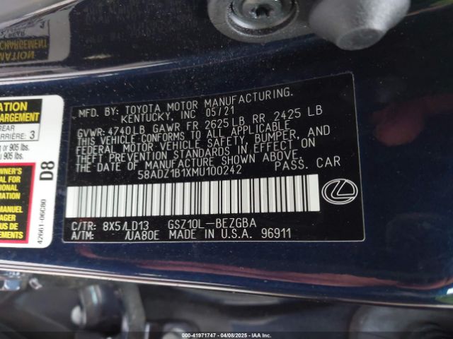 58ADZ1B1XMU100242 Lexus ES 350