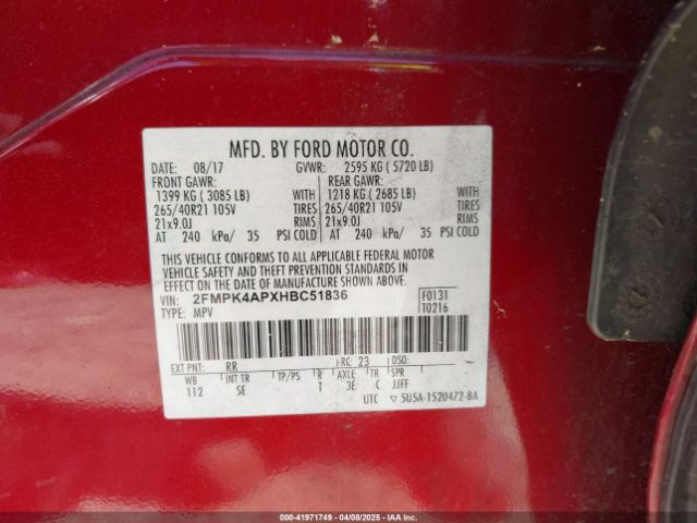 2017 FORD EDGE 2FMPK4APXHBC51836 Photo 8