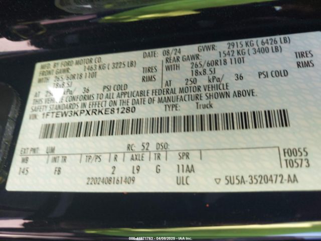 1FTEW3KPXRKE81280 Ford F-150 Xlt