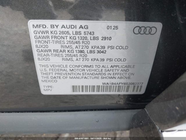 WA1B4AFY6S2052377 Audi Sq5 Premium Plus Tfsi Quattro Tiptronic