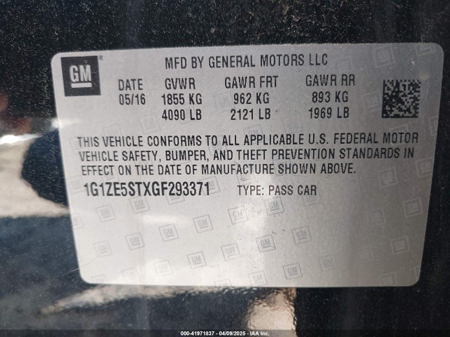 1G1ZE5STXGF293371 Chevrolet MALIBU 1LT