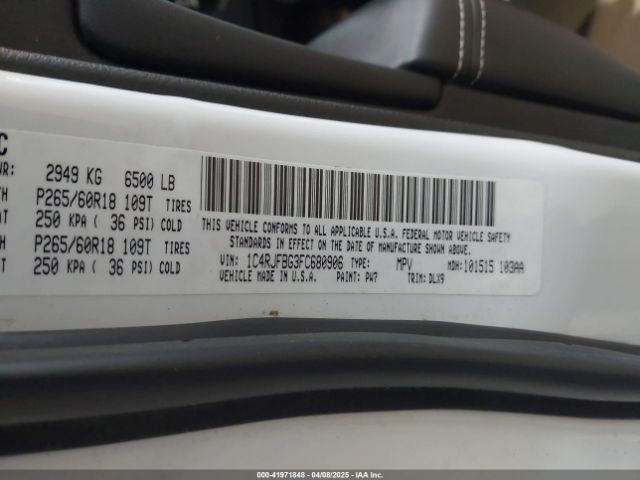 1C4RJFBG3FC680906 Jeep Grand Cherokee Limited