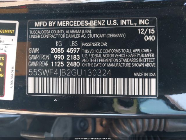 55SWF4JB2GU130324 Mercedes-Benz C 300 Luxury/sport