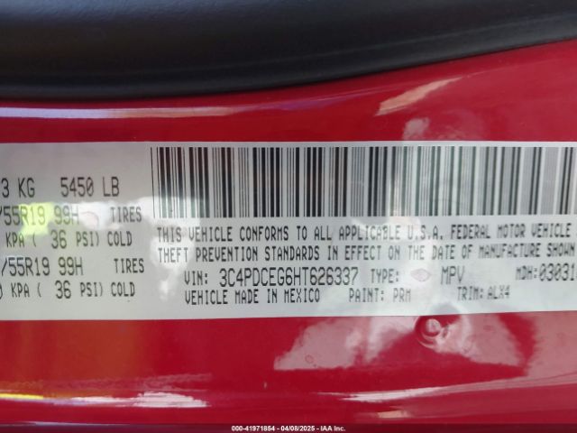 3C4PDCEG6HT626337 Dodge JOURNEY GT