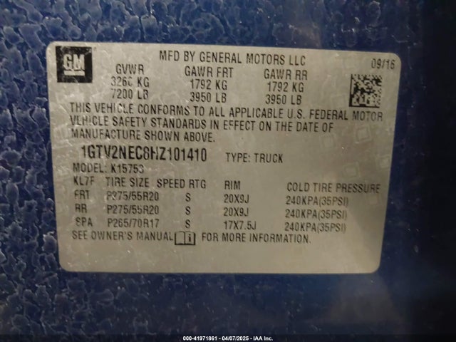 1GTV2NEC8HZ101410 GMC Sierra 1500 Slt