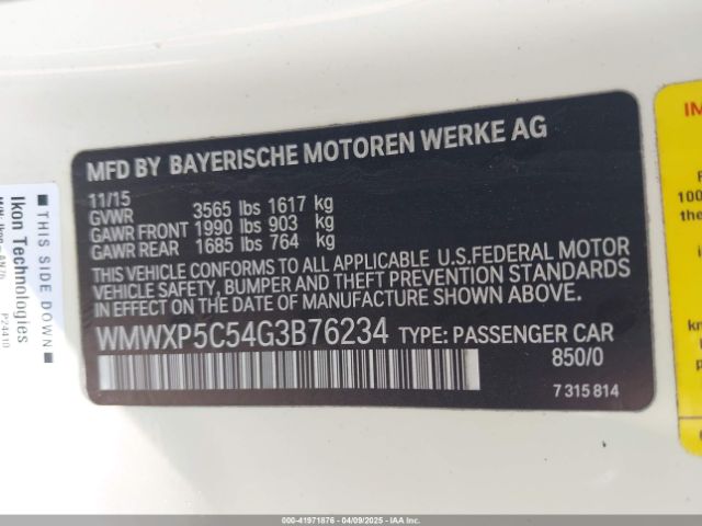 2016 MINI HARDTOP WMWXP5C54G3B76234 Photo 8