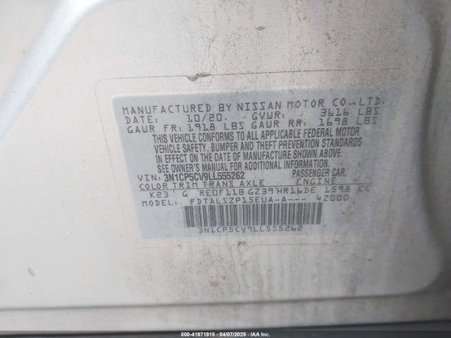 3N1CP5CV9LL555262 Nissan Kicks Sv Xtronic Cvt