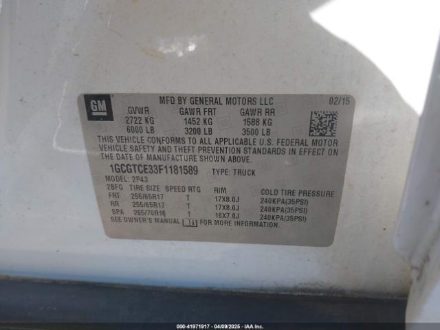 1GCGTCE33F1181589 Chevrolet Colorado Z71