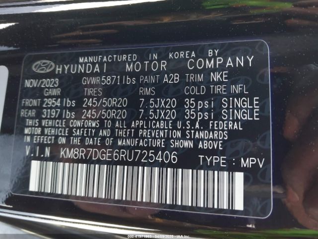 KM8R7DGE6RU725406 Hyundai Palisade Calligraphy Night Edition